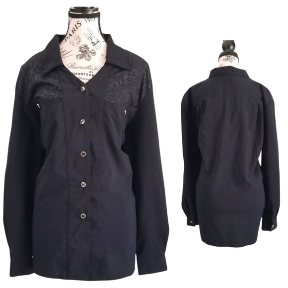 90s black monochrome western shirt - Picture 2 of 6